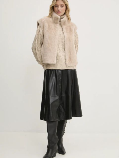 Answear.LAB bezrękawnik damski kolor beżowy przejściowy