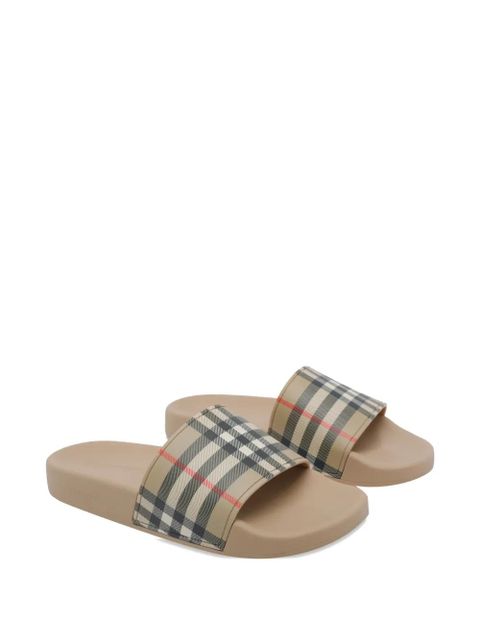 Burberry check round-toe slides - Neutrals - zdjęcie produktu nr 2