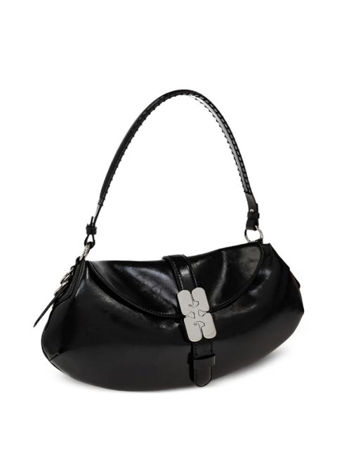 GANNI logo-buckle shoulder bag - Black