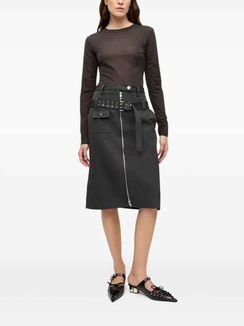 GANNI logo-patch T-shirt - Grey