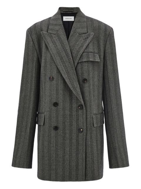 Ferragamo chevron-pattern double-breasted coat - Black - zdjęcie produktu nr 1