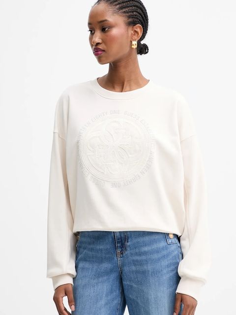 Guess bluza 4G damska kolor beżowy z aplikacją W5YQ07 KB681 - zdjęcie produktu nr 1