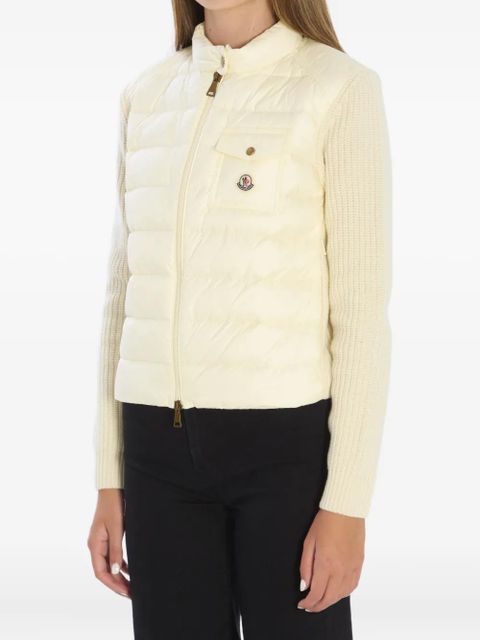 Moncler padded-front chest-pocket cardigan - White