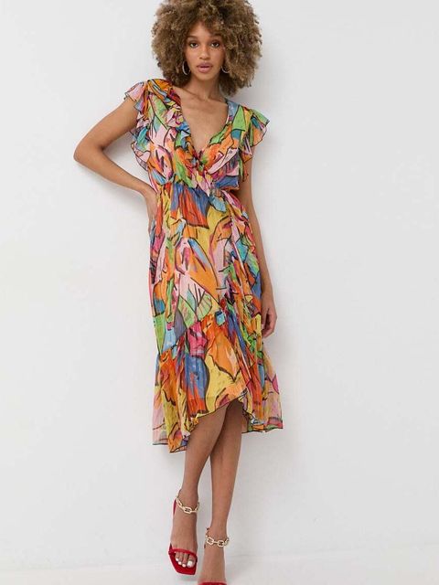 Nissa sukienka jedwabna midi rozkloszowana