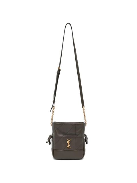 Saint Laurent mini Jamie quilted logo-plaque clutch bag - Brown - zdjęcie produktu nr 1