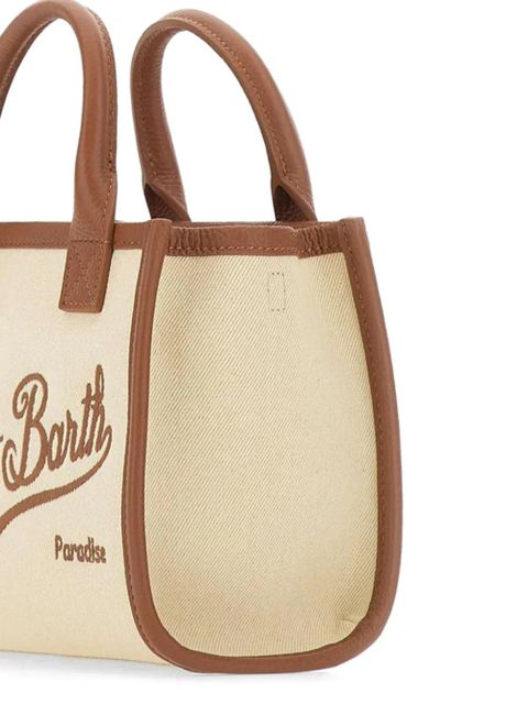 MC2 Saint Barth logo-embroidered leather-trim shoulder bag - Neutrals