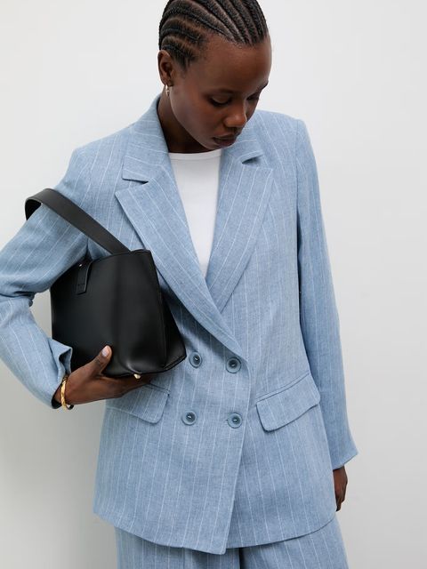 Answear.LAB marynarka dwurzędowa damska z dodatkiem lnu - zdjęcie produktu nr 1