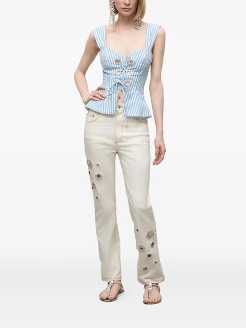 AREA striped grommet corset top - Blue