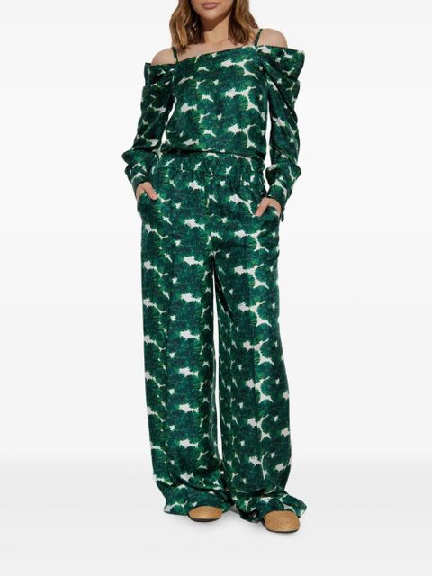 Max Mara leaf-print trousers - Green