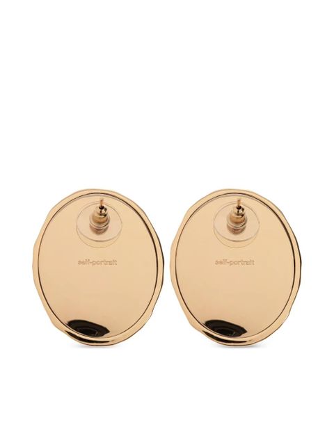 Self-Portrait stone-inlay earrings - Gold