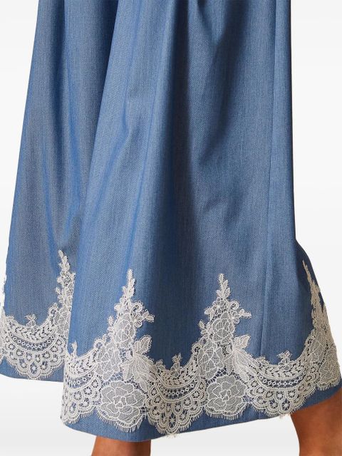 TWINSET lace-detail palazzo pants - Blue