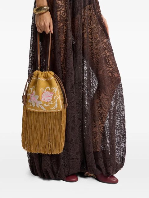 ETRO Small Kalispera embroidery fringed bucket bag - Yellow - zdjęcie produktu nr 2