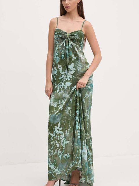Sandro Ferrone sukienka kolor zielony maxi rozkloszowana SFS32XBDMAIS