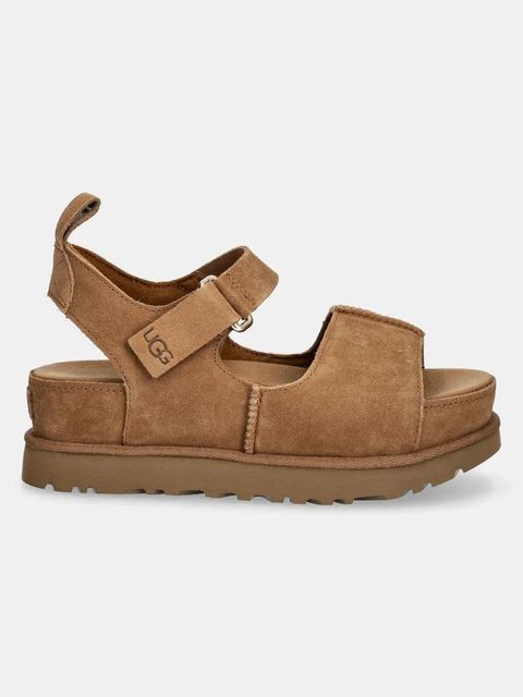 UGG sandały zamszowe Goldenstar Hi damskie kolor brązowy na platformie 1167356-CHE