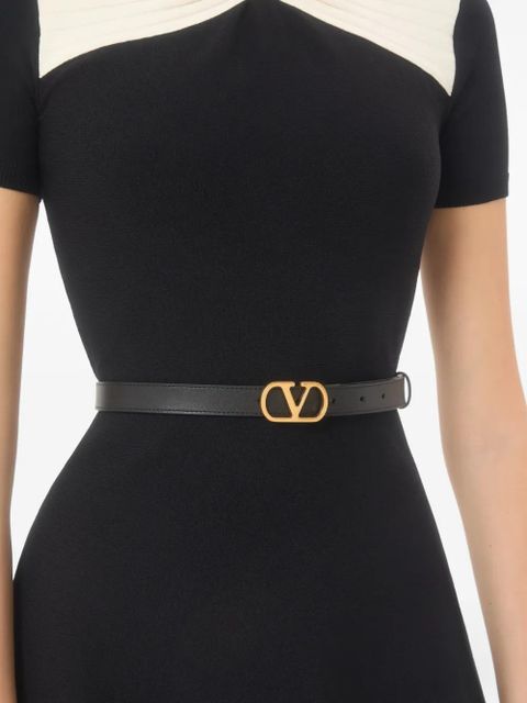 Valentino Garavani VLogo Signature reversible shiny calfskin belt - 20mm / 1.2 In. - Black