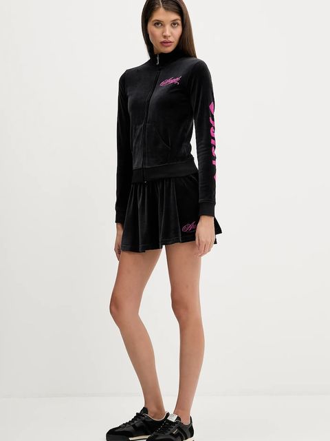 Juicy Couture spódnica welurowa Angel kolor czarny mini rozkloszowana JCNGS126457 - zdjęcie produktu nr 2