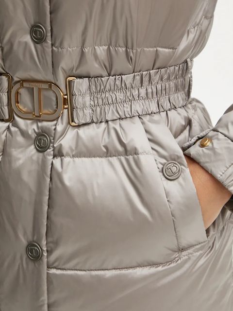 Twinset kurtka puchowa damska kolor szary zimowa 242TT2381