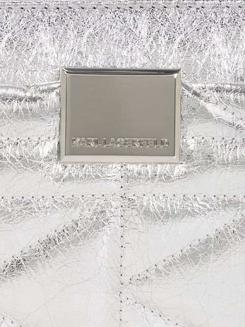 Karl Lagerfeld torebka skórzana K/KUILT kolor srebrny A3W30311