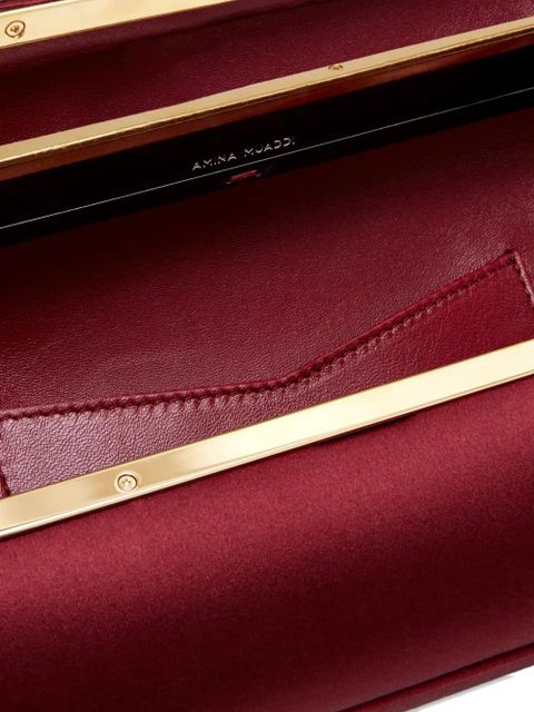 Amina Muaddi satin logo clutch bag - Red