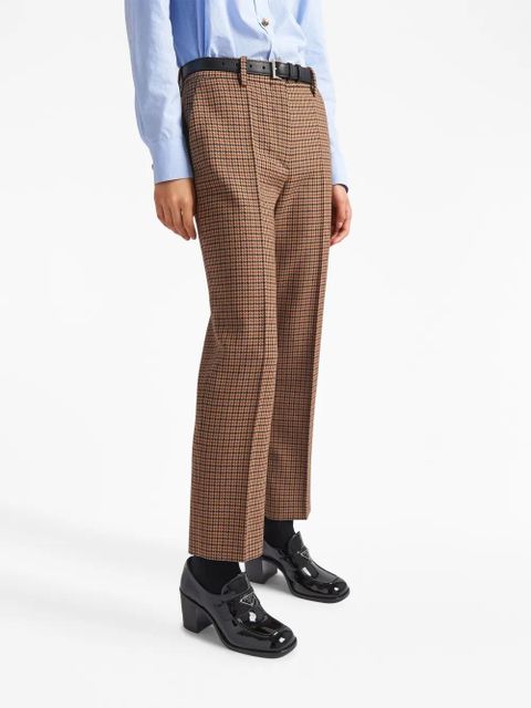 Prada houndstooth-check wool trousers - Brown