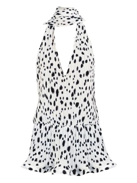 Rowen Rose dalmatian-pattern pleated dress - White - zdjęcie produktu nr 1
