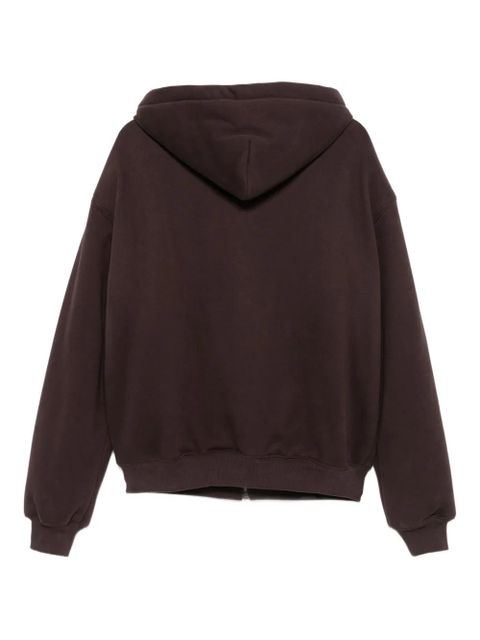 Magda Butrym lace-trimmed zip-up hoodie - Brown