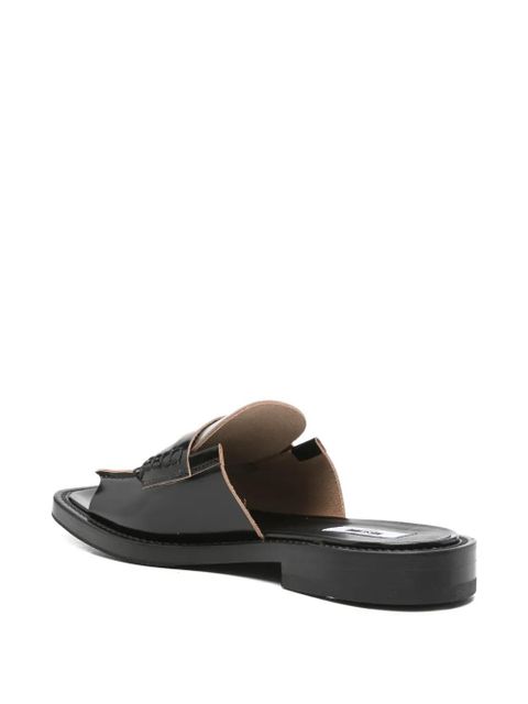Moschino square-toe flat sandals - Black