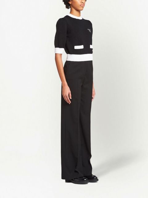 Prada logo-embroidered cropped jumper - Black