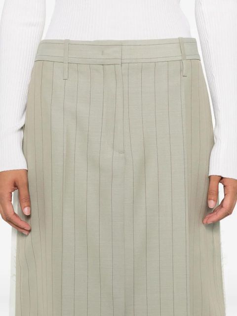 Jil Sander pinstripe frayed skirt - Green