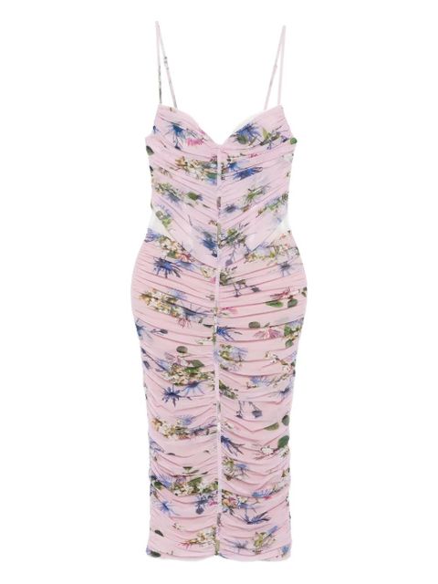 Blumarine floral-print ruched midi day dress - Pink - zdjęcie produktu nr 1