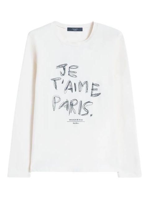 Weekend Max Mara lettering-print long-sleeve t-shirt - Neutrals - zdjęcie produktu nr 1