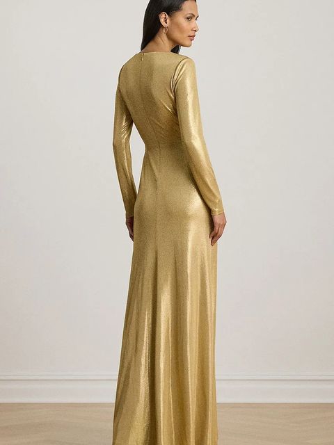 Lauren Ralph Lauren sukienka kolor złoty maxi rozkloszowana 253979967 - zdjęcie produktu nr 2