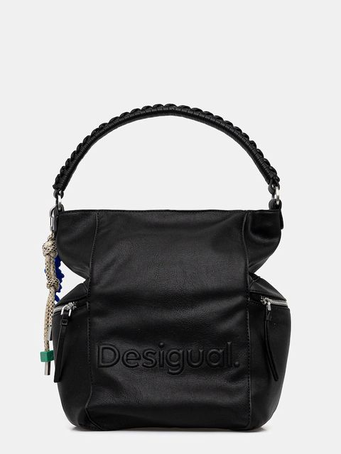 Desigual plecak HALF LOGO ARICA damski kolor czarny mały gładki 25WAKP07 - zdjęcie produktu nr 1