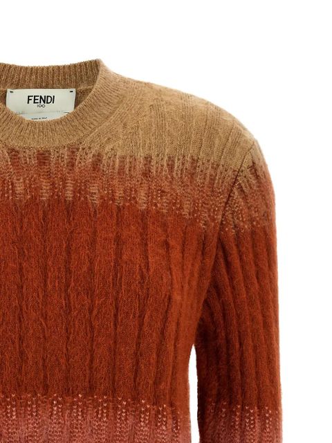 FENDI ribbed logo-embroidered knit sweater - Brown