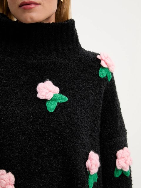 Answear.LAB sweter z dodatkiem wełny damski kolor czarny lekki z półgolfem