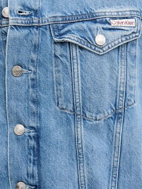 Calvin Klein Jeans kurtka jeansowa kolor niebieski przejściowa oversize J20J225182