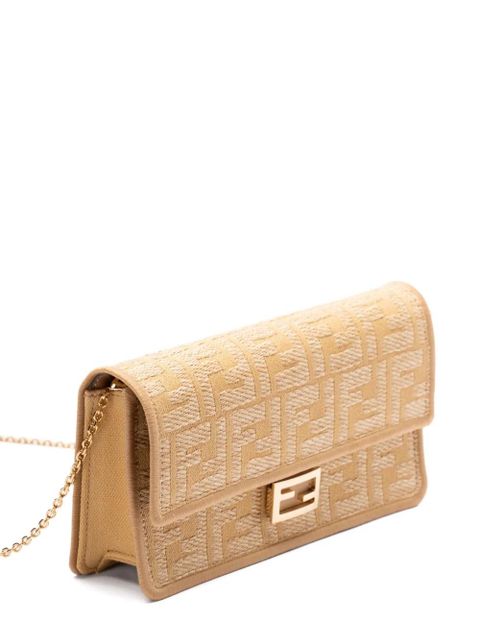 FENDI Baguette monogrammed wallet-on-chain - Neutrals