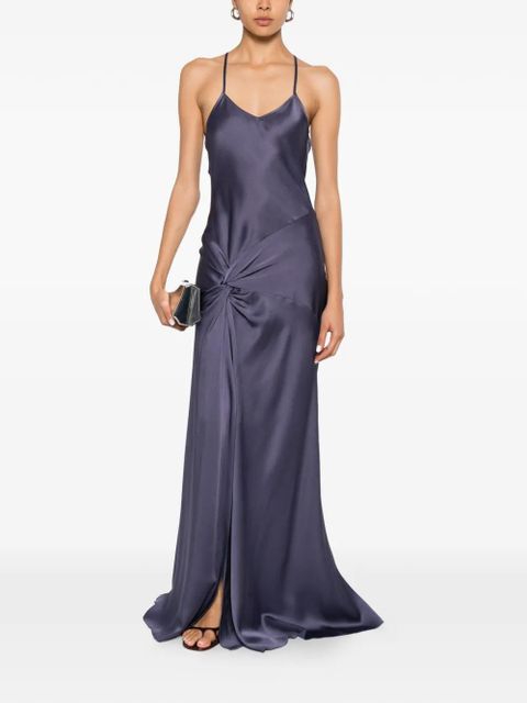 Victoria Beckham twist-detail cowl-back maxi dress - Blue - zdjęcie produktu nr 2