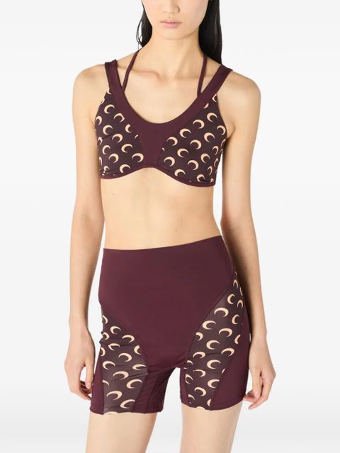 Marine Serre Athleisure moon-printed bra top - Red