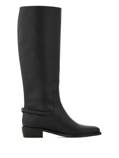 Ferragamo leather knee boots - Black