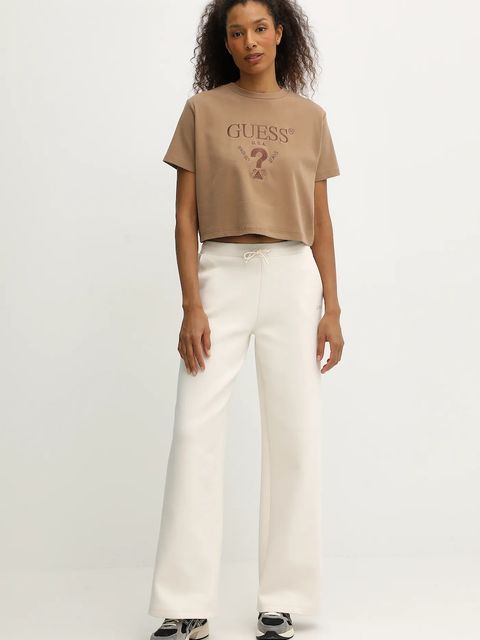 Guess t-shirt FABIA damski kolor beżowy V5BI01 K1891