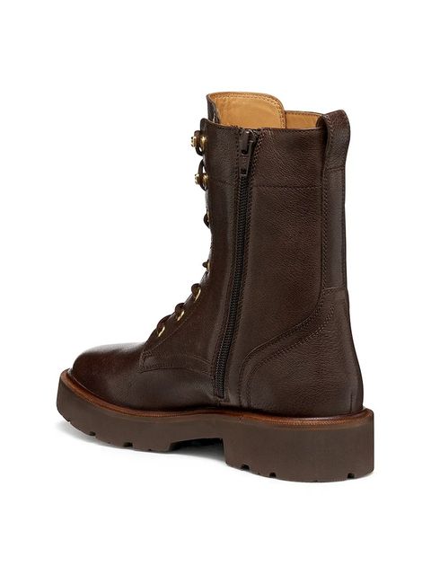 Geox botki skórzane D NORIZE damskie kolor brązowy na płaskim obcasie D564ZC 00081 C6006