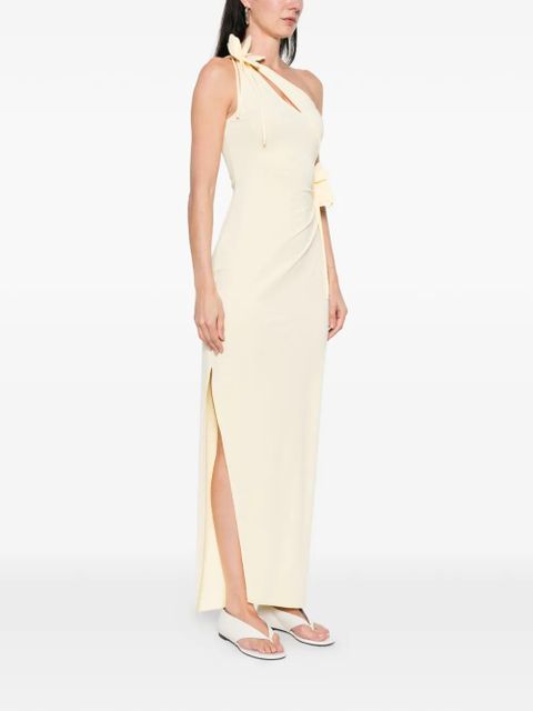 Coperni asymmetric floral-appliqué maxi dress - Yellow