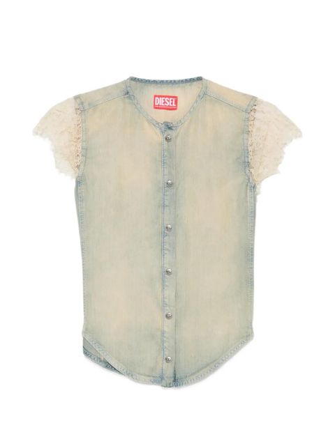 Diesel De-Malka-S lace panelled button shirt - Blue - zdjęcie produktu nr 1