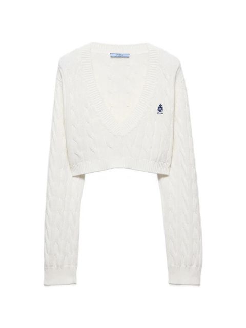 Prada V-neck cotton sweater - White - zdjęcie produktu nr 1