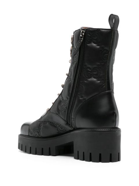 Gucci 60mm GG-matelassé leather boots - Black