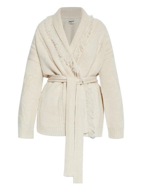 Zadig&Voltaire fringed belted cardigan - Neutrals - zdjęcie produktu nr 1