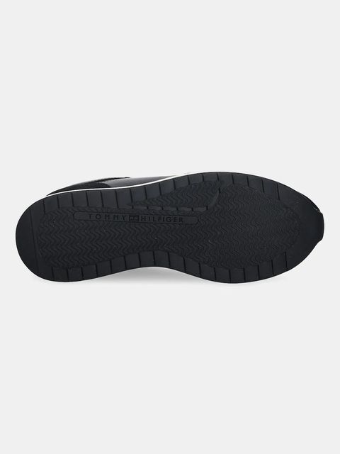 Tommy Hilfiger sneakersy skórzane MONOGRAM MIX MATERIAL RUNNER damskie kolor czarny FW0FW09267