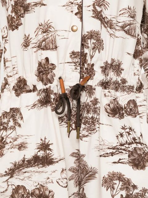 Moncler drawstring floral-print midi dress - Neutrals
