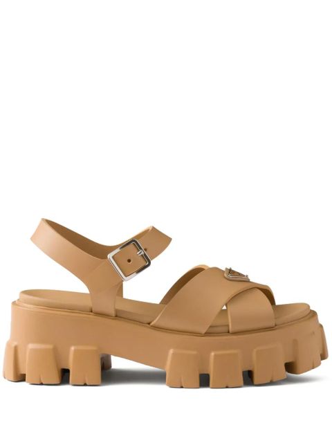 Prada enamel triangle-logo sandals - Yellow - zdjęcie produktu nr 1